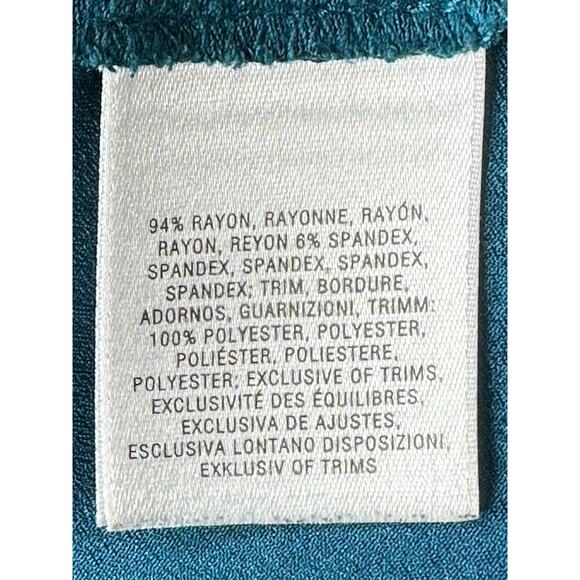 Deletta Anthropologie Top Womens XS Shimmerwing Back Cutouts Teal Stretch V-Neck - Picture 7 of 9